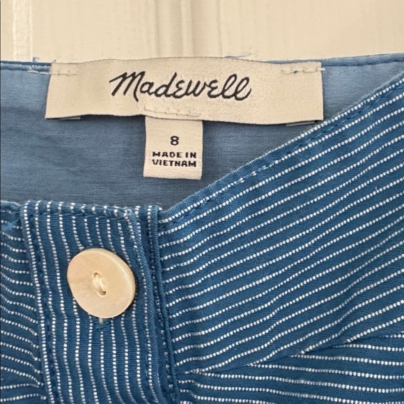 Madewell Button Front tiered Blue and White striped Midi Dress Women’s Size 8 - Picture 3 of 9